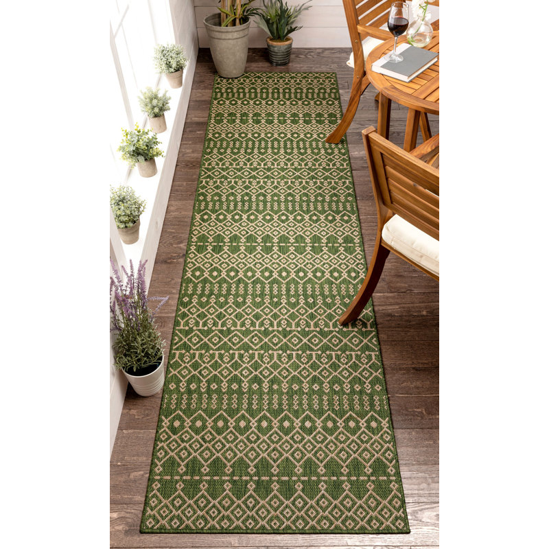 Well Woven Medusa Geometric Flatweave Green Area Rug Wayfair